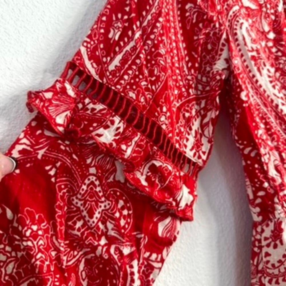 B.O.G Collective Paprika Red Paisley Mini Dress XS NWT Boho, Indie, Cottagecore - Picture 8 of 8